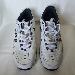 Skechers Men's Sneakers White Blue Athletic Walking Shoes Comfort Lace Up